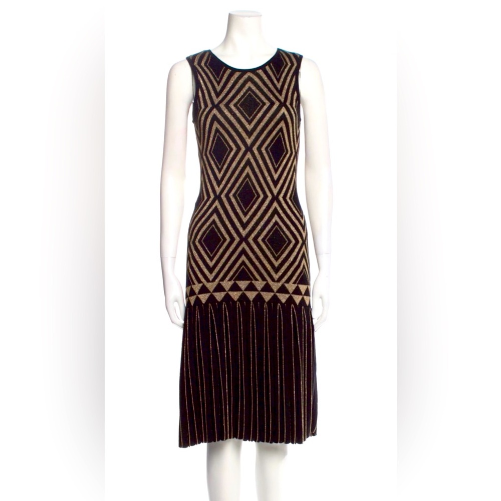 Black and gold knit dress